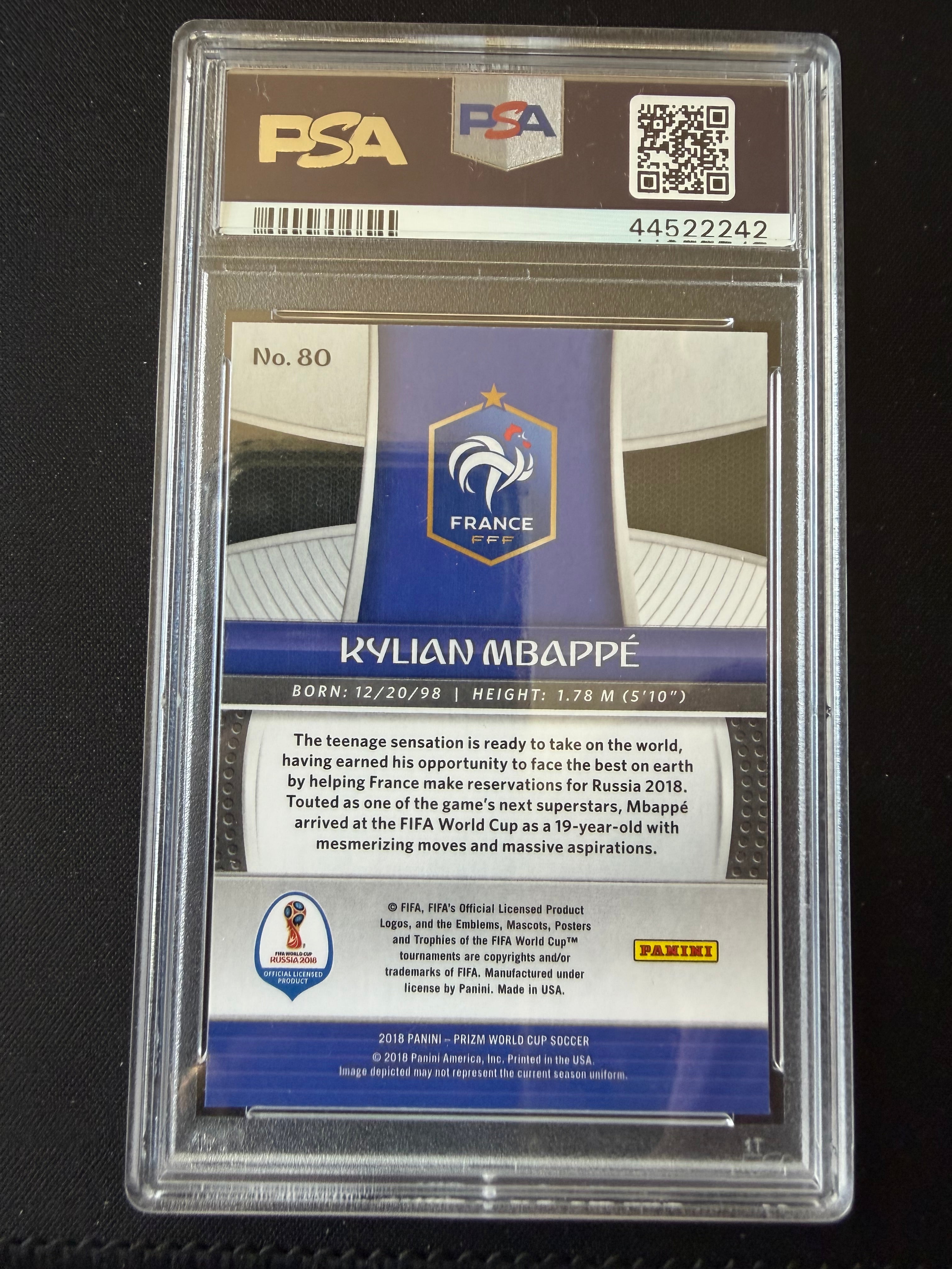 2018 Panini Prizm World Cup #80 Kylian Mbappe PSA 10