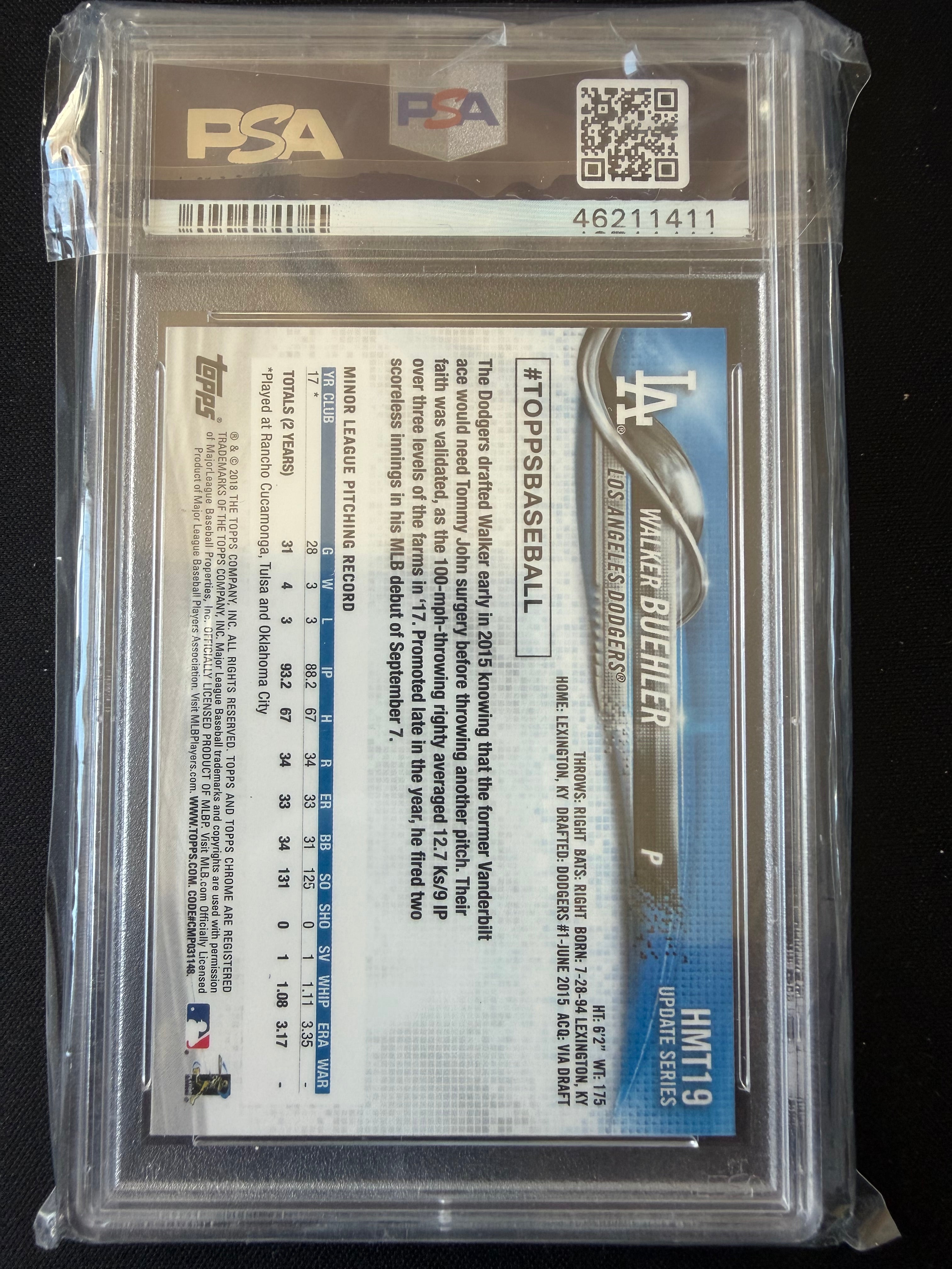 2018 Topps Chrome Update #HMT19 Walker Buehler Rookie PSA 10