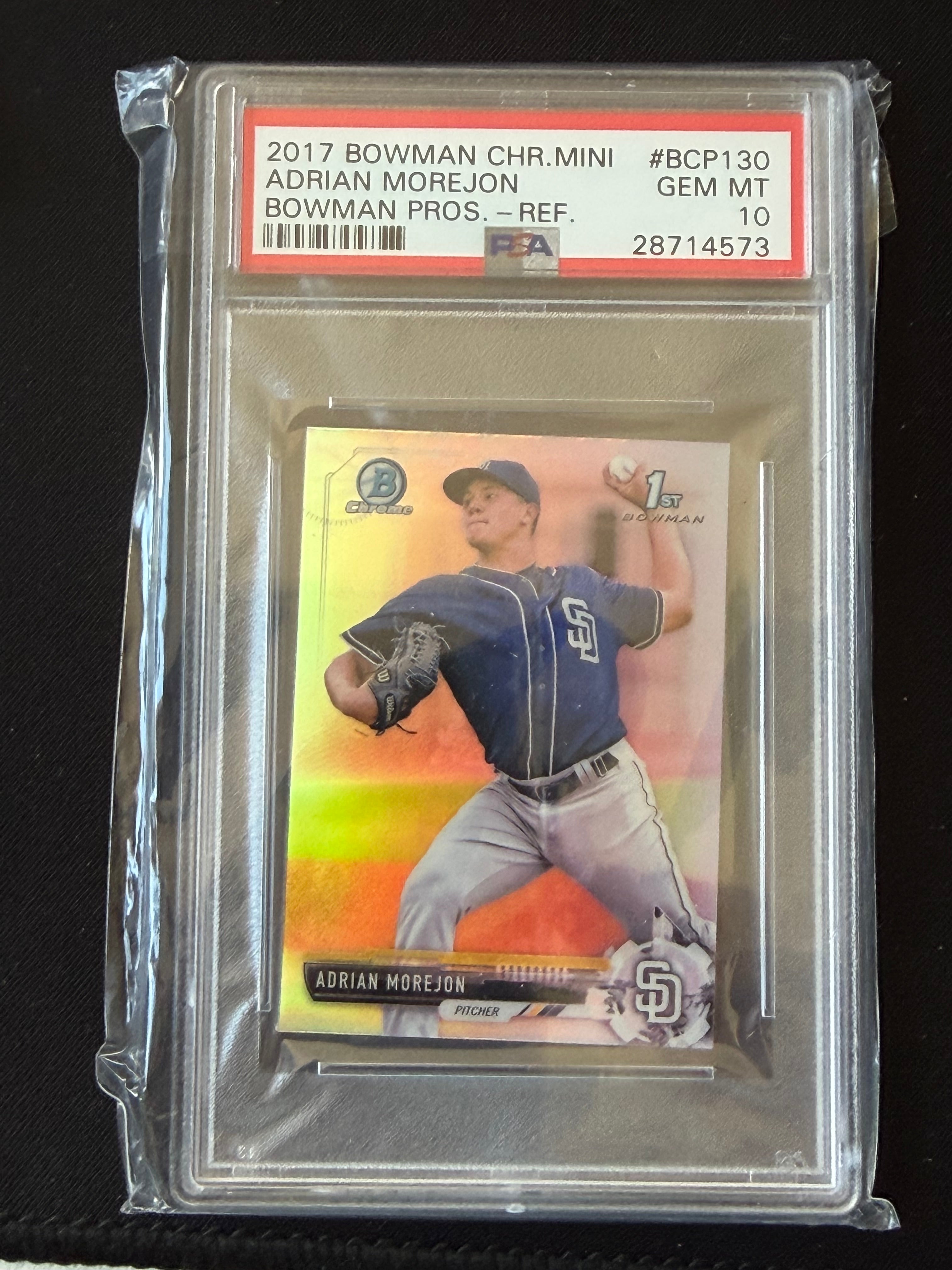 2017 Bowman Chrome Mini #BCP130 Adrian Morejon Refractor PSA 10