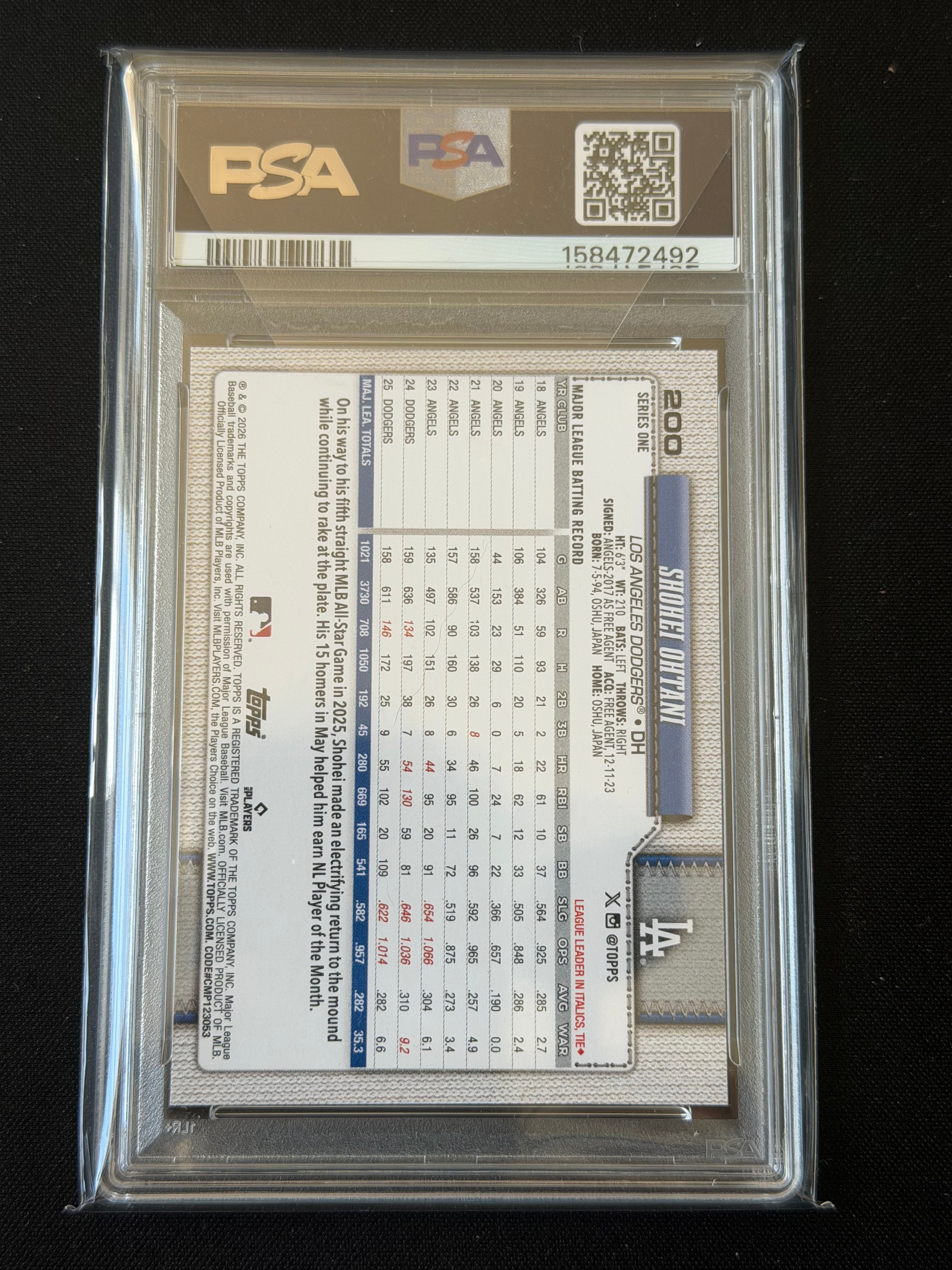 2026 Topps #200 Shohei Ohtani PSA 10 (2nd Copy)
