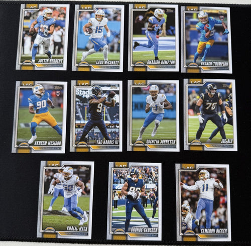 2026 Topps Flagship Football Los Angeles Chargers team set, 11 cards